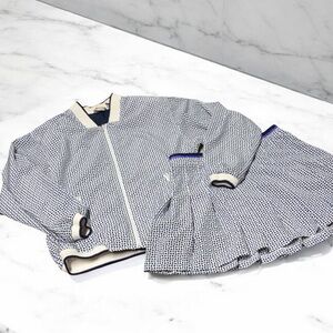 Ellesse vintage Navy Cream printed tennis Jacket and skirt set size medium/14